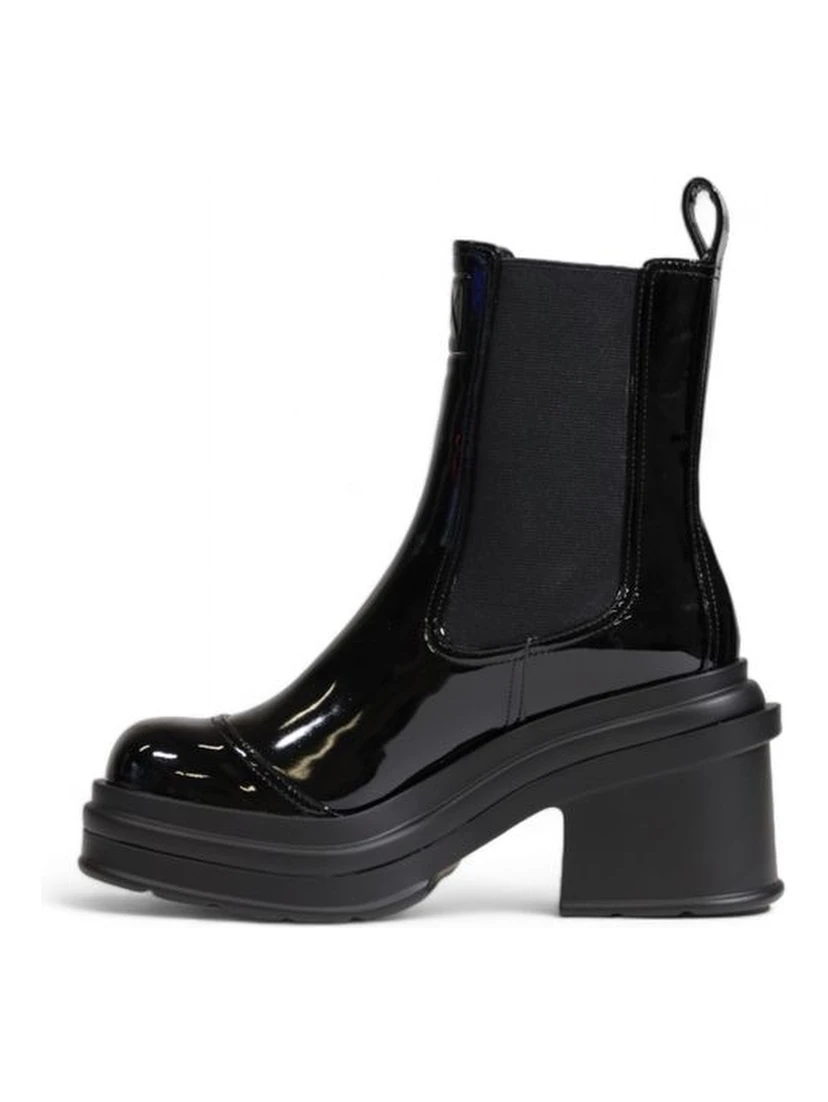 Black Polyester Ankle Boots