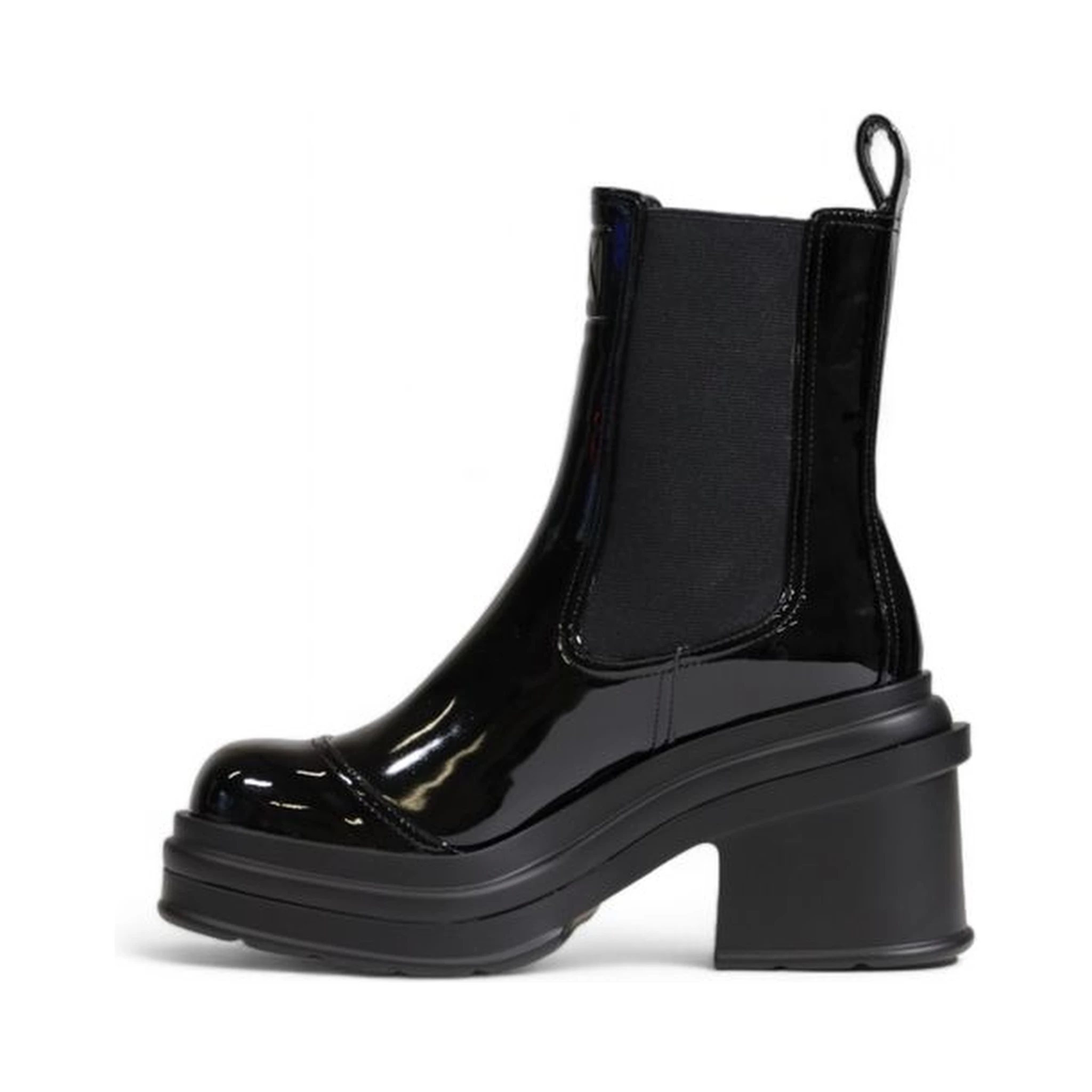 Black Polyester Ankle Boots