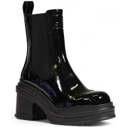 Black Polyester Ankle Boots