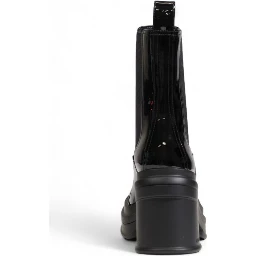 Black Polyester Ankle Boots