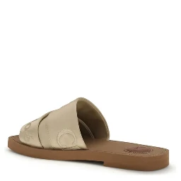 Gold Polyester Flat Sandals