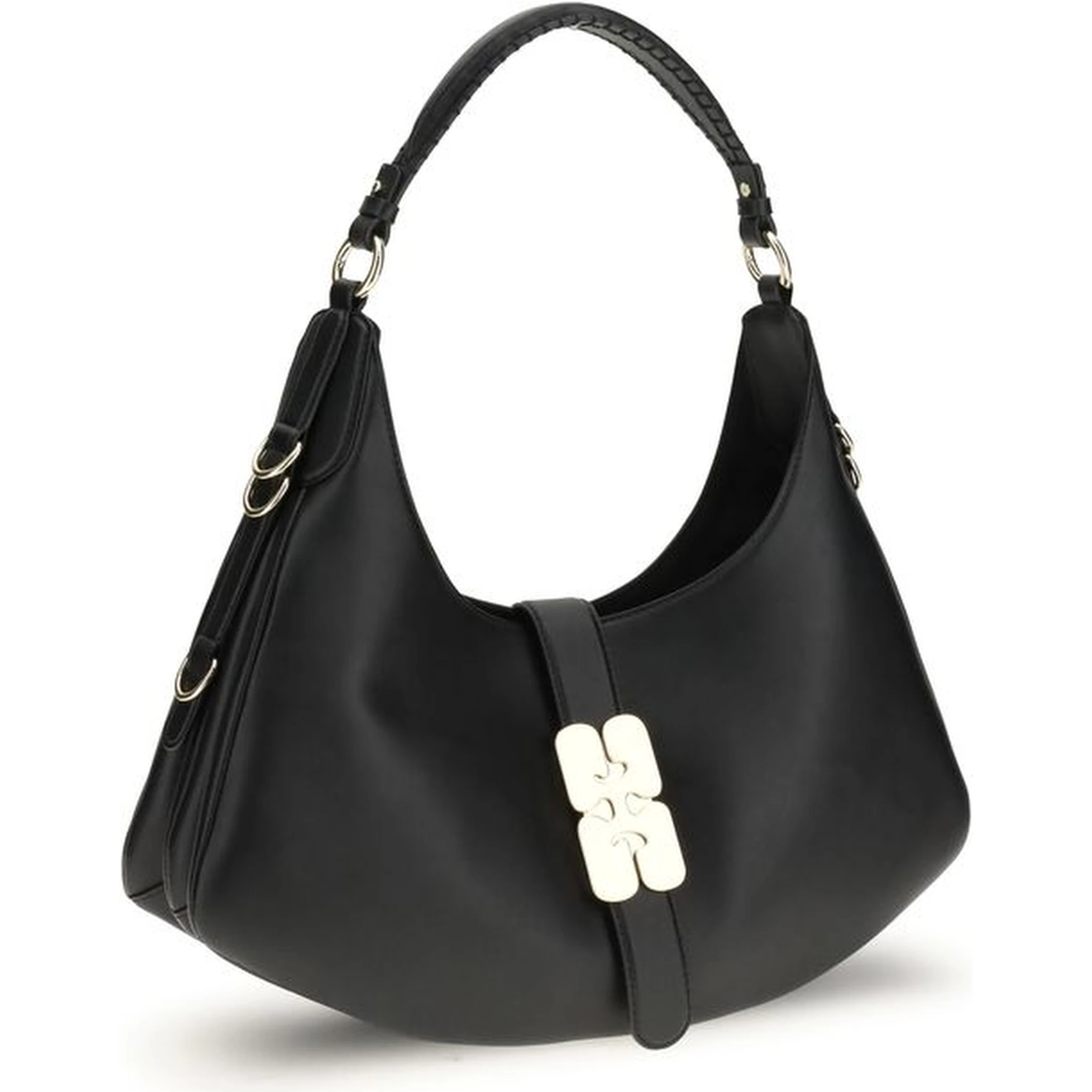 حقيبة كتف بوس توروس من جلد العجل الأسود