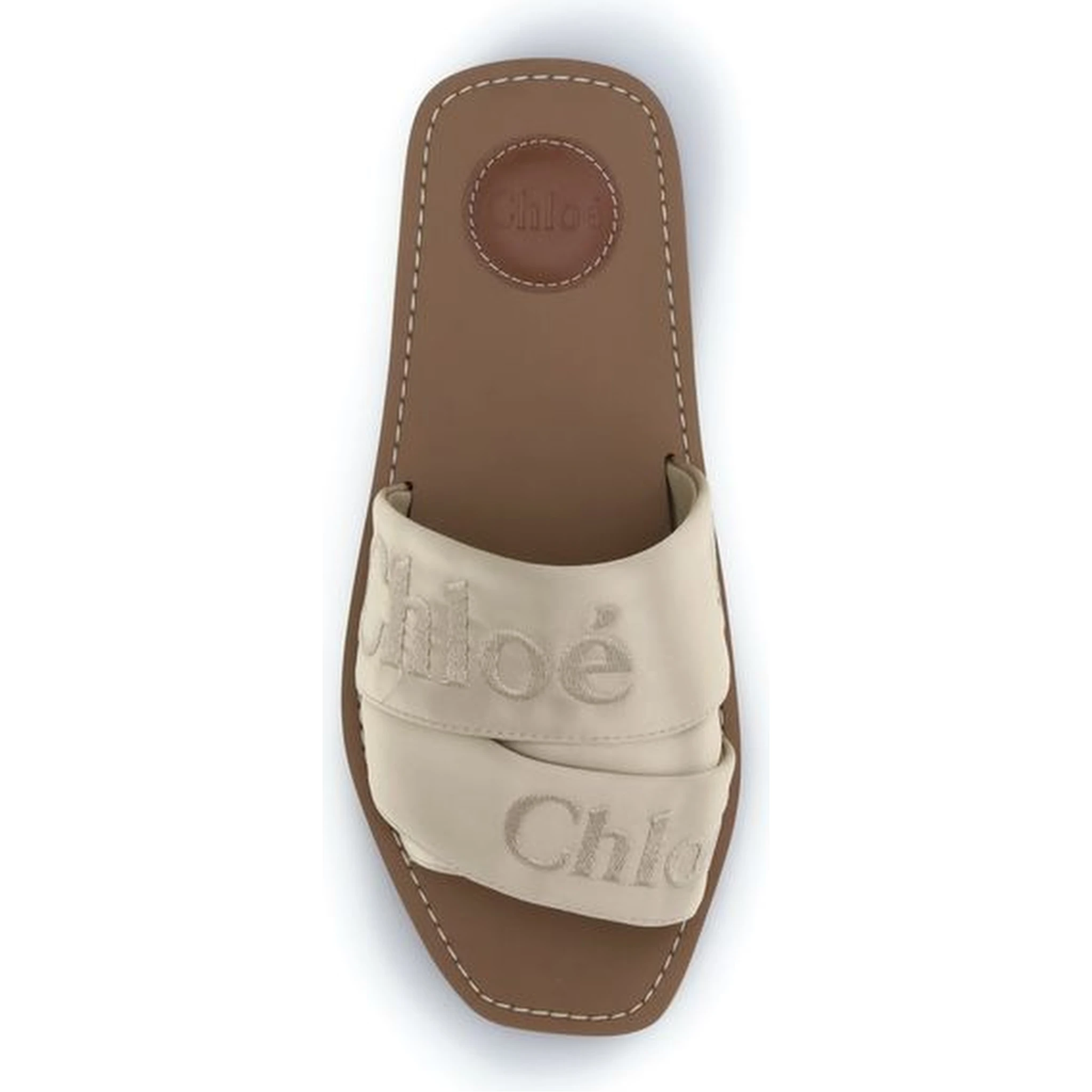 Gold Polyester Flat Sandals