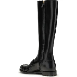 Black Calf Leather Bos Taurus Flat Boots
