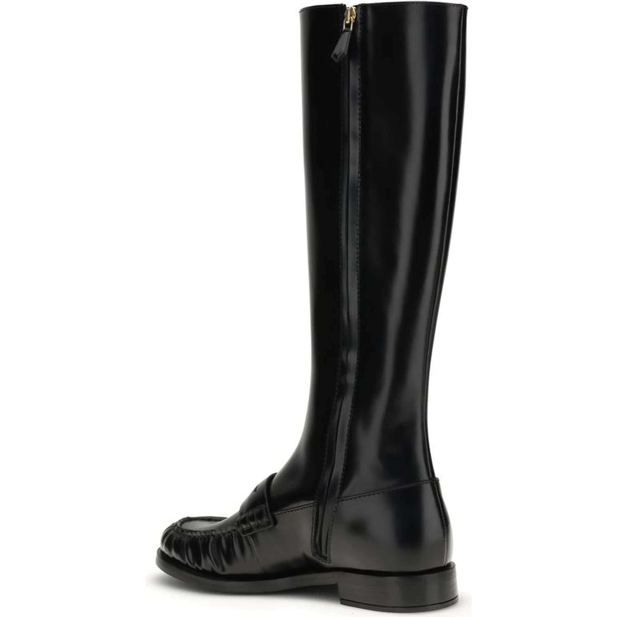 Black Calf Leather Bos Taurus Flat Boots