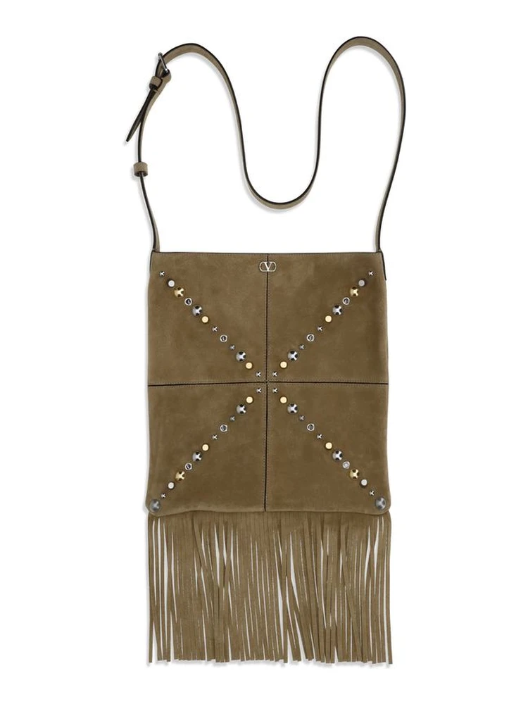 Beige Suede Leather Shoulder Bag