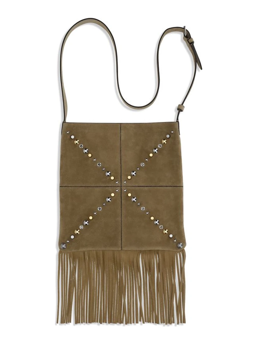 Beige Suede Leather Shoulder Bag