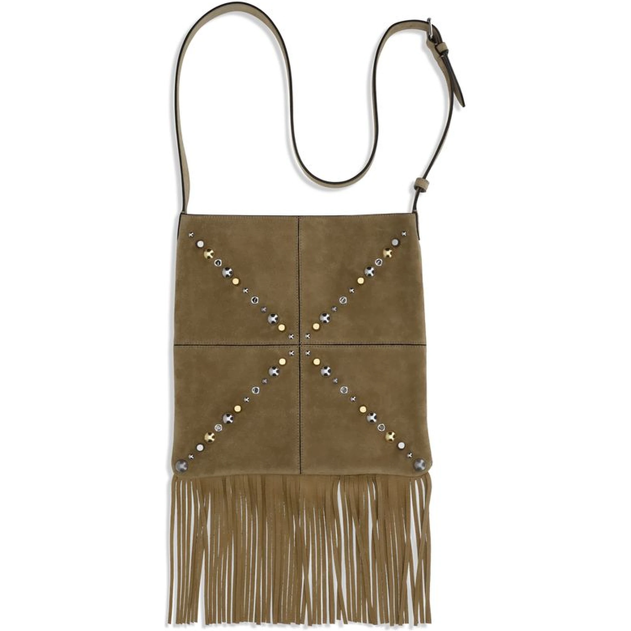 Beige Suede Leather Shoulder Bag