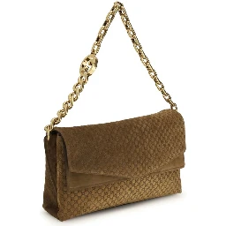 Beige Suede Leather Handbag