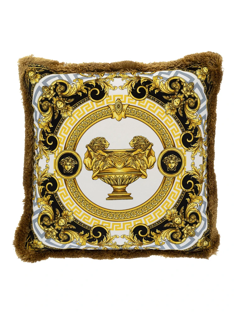 La Coupe des Dieux Multicolor Cushion with Print in Silk