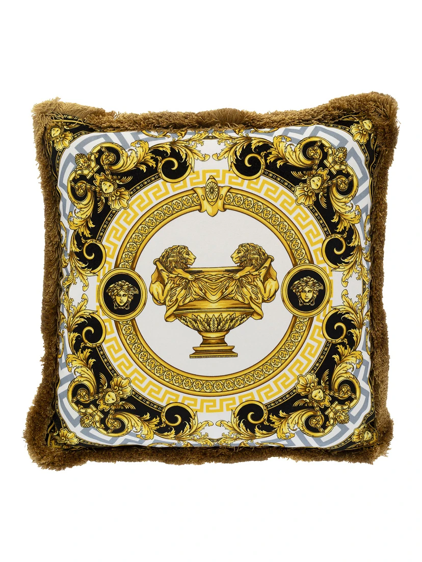 La Coupe des Dieux Multicolor Cushion with Print in Silk