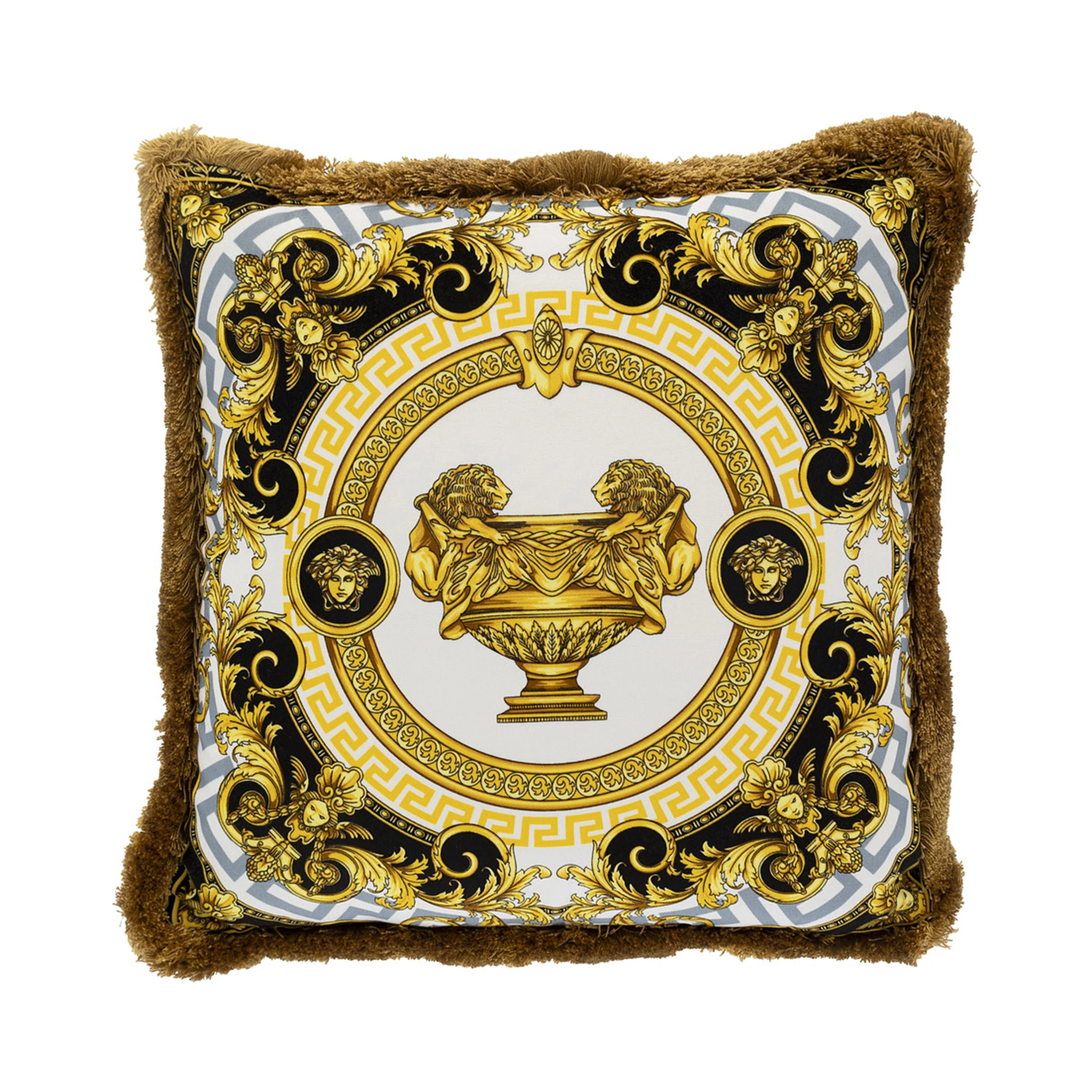La Coupe des Dieux Multicolor Cushion with Print in Silk