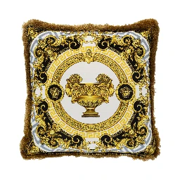 La Coupe des Dieux Multicolor Cushion with Print in Silk