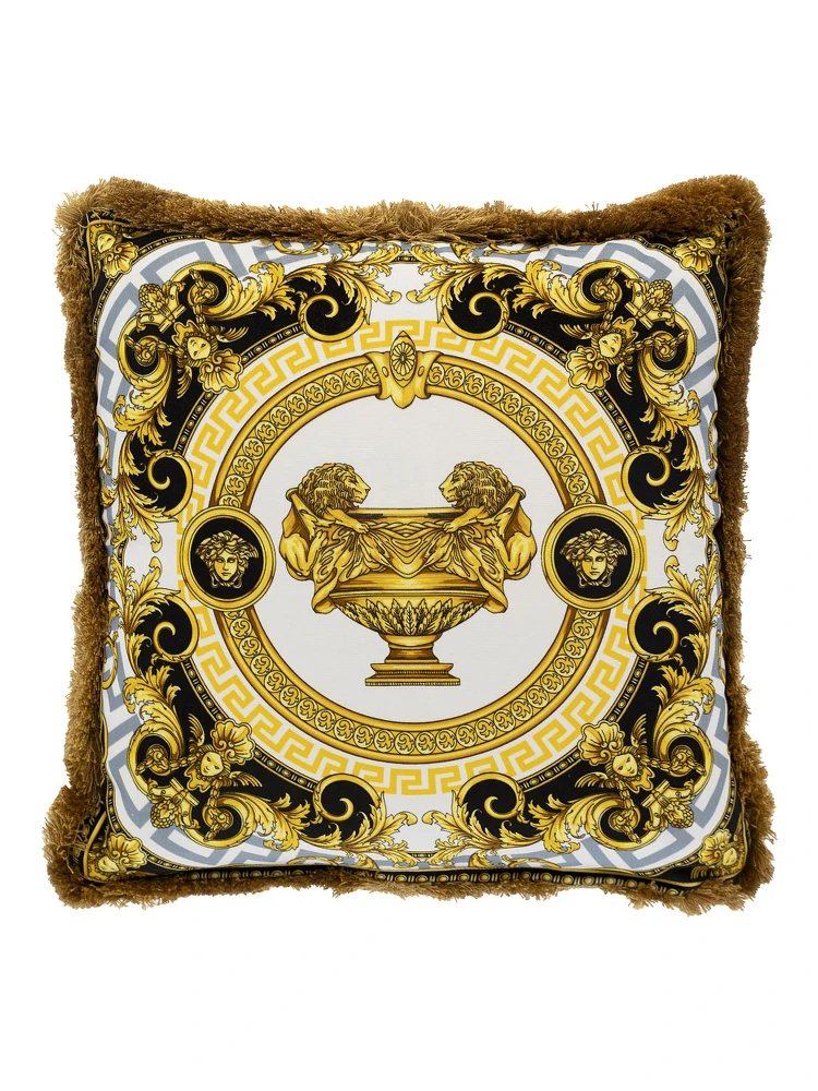 La Coupe des Dieux Multicolor Cushion with Print in Silk alternative