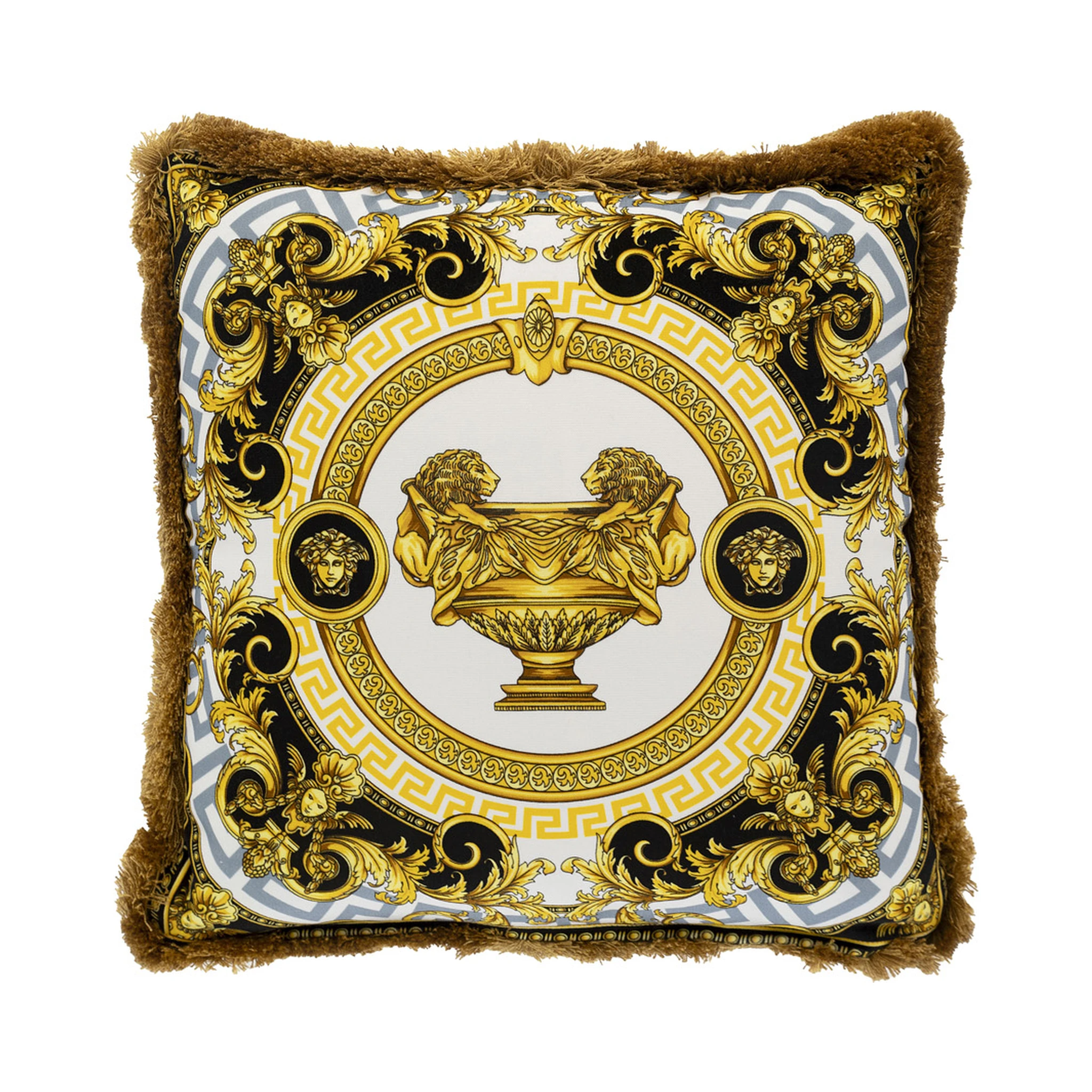 La Coupe des Dieux Multicolor Cushion with Print in Silk