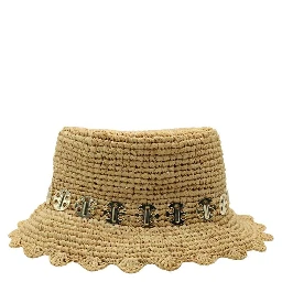 Beige Vegetable Fiber  Bucket Hat
