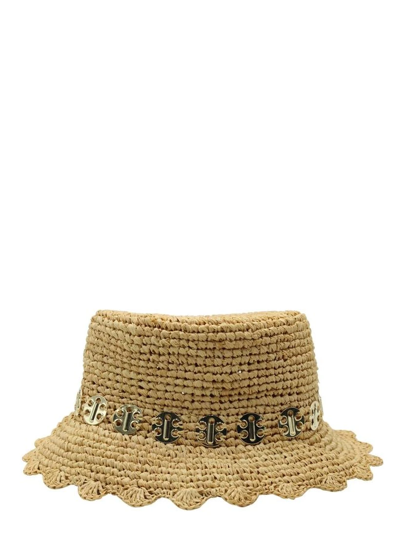 Beige Vegetable Fiber  Bucket Hat