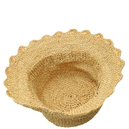 Beige Vegetable Fiber  Bucket Hat