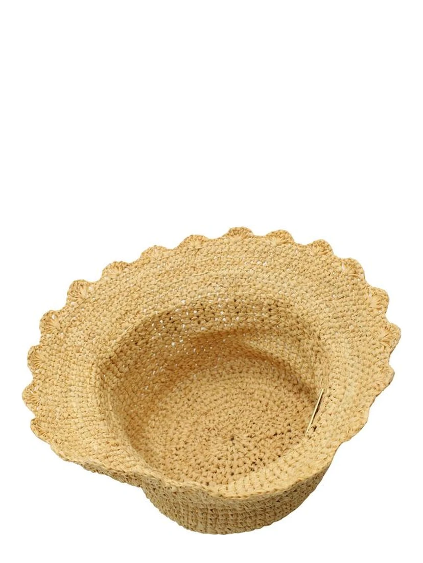Beige Vegetable Fiber  Bucket Hat