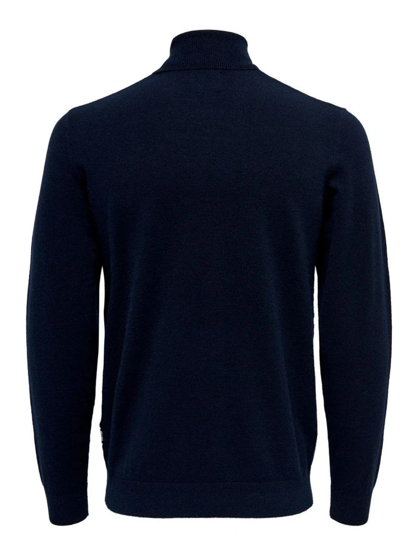 Blue Polyester Turtleneck