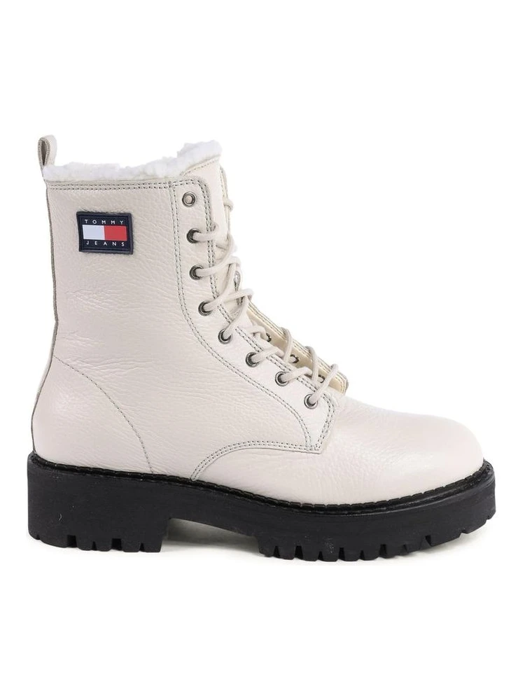 Beige Leather Ankle Boots