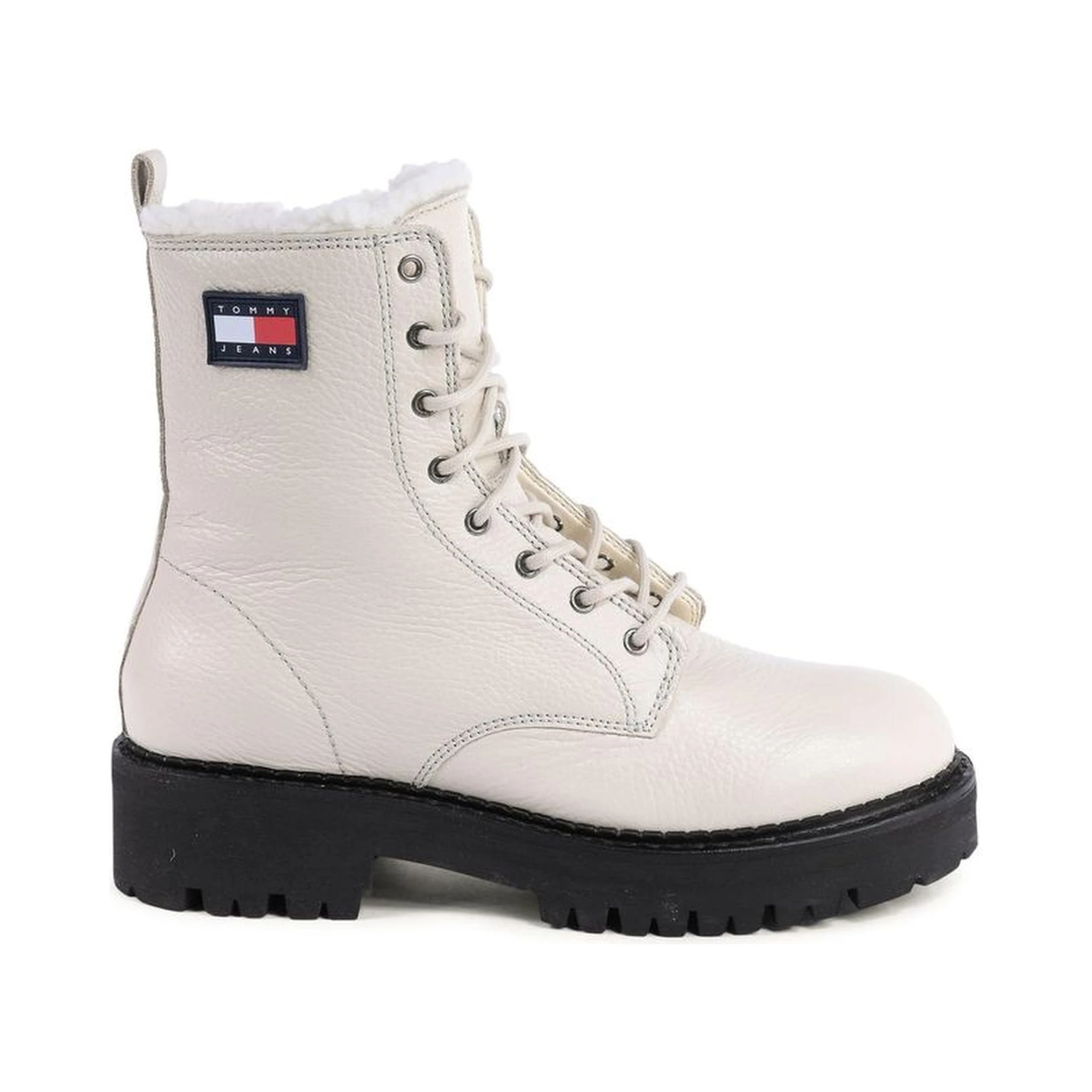 Beige Leather Ankle Boots