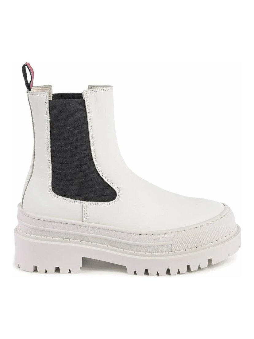 White Leather Ankle Boots