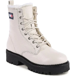 Beige Leather Ankle Boots