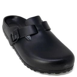 Black Artificial Leather Slippers
