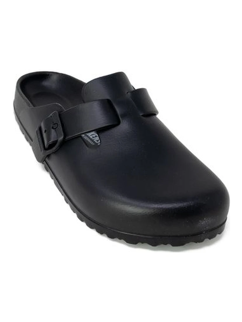 Black Artificial Leather Slippers