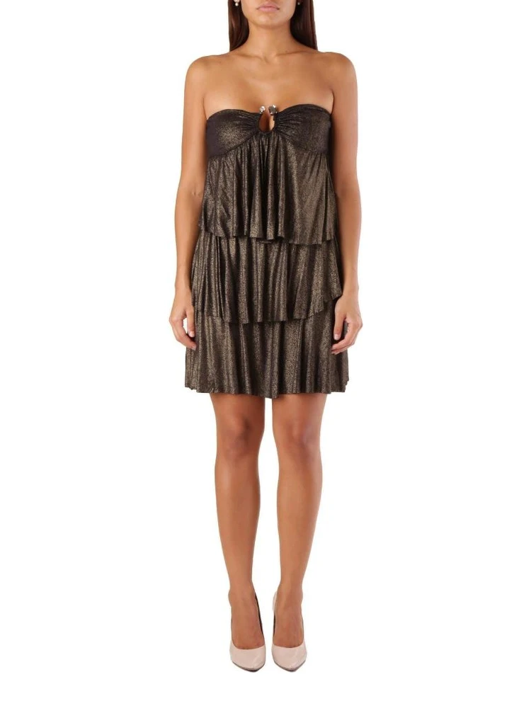 Gold Viscose Short Dress