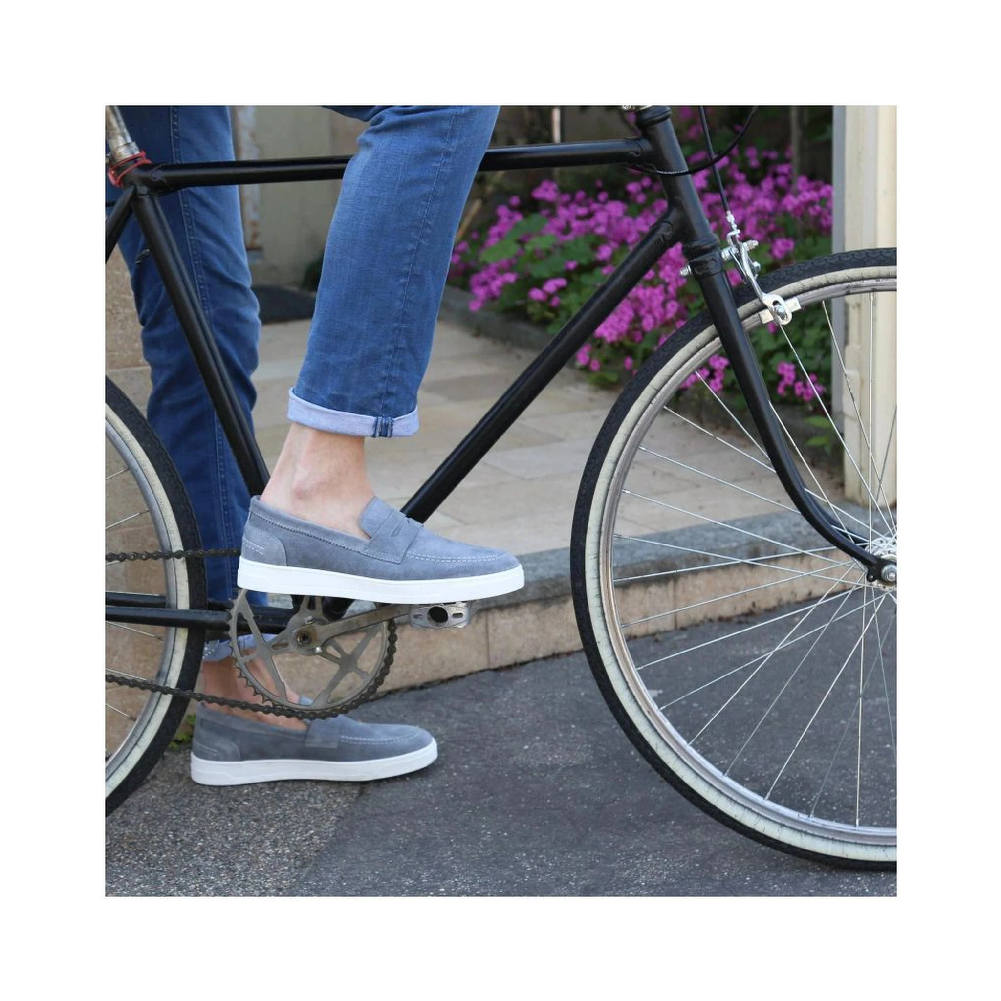 Blue Leather Moccassin