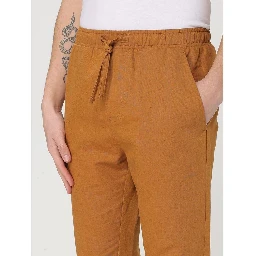 Brown Cotton And Linen Pants