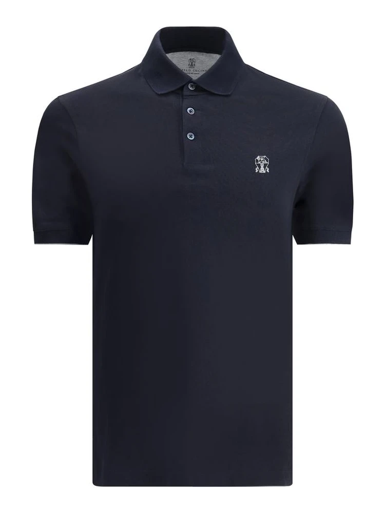 Blue Cotton Polo Shirt