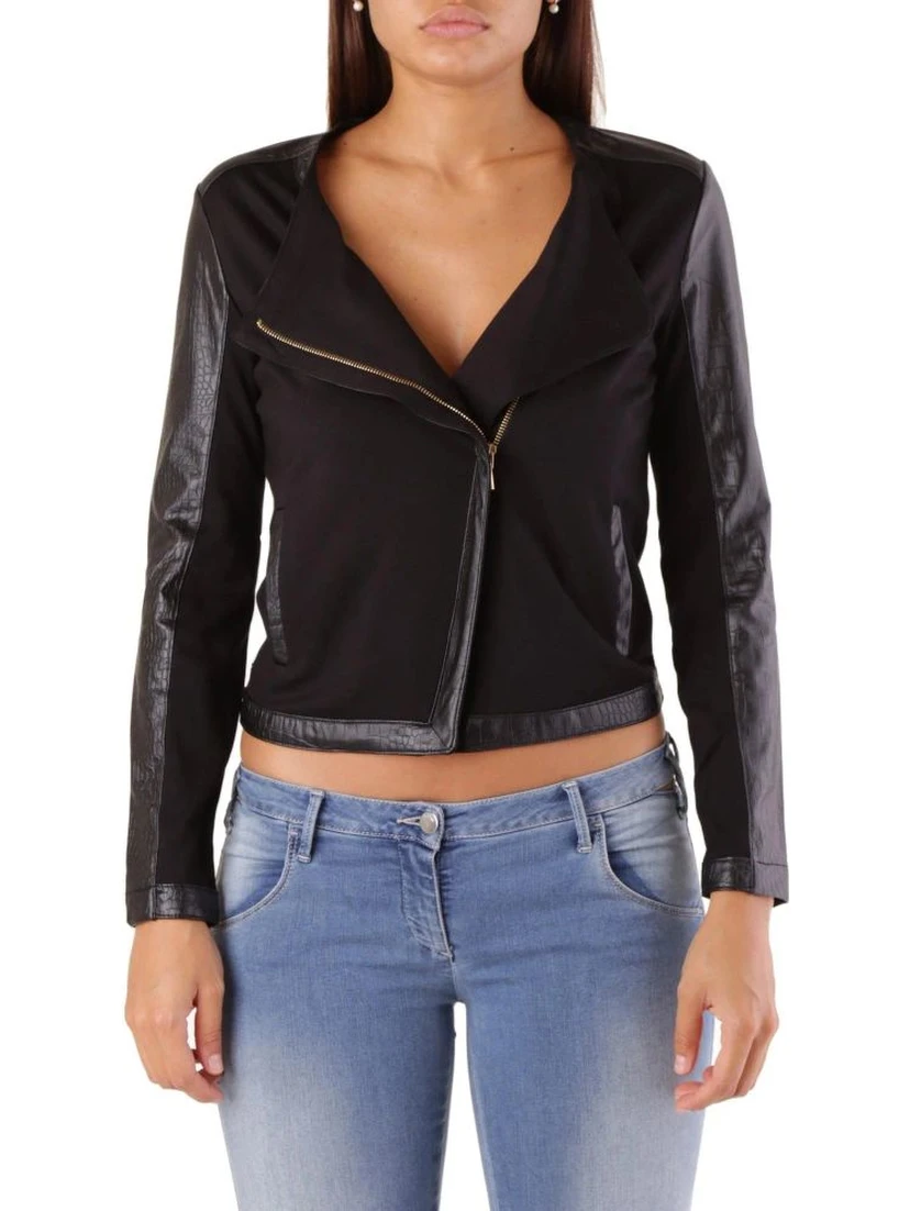 Black Viscose Biker Jacket