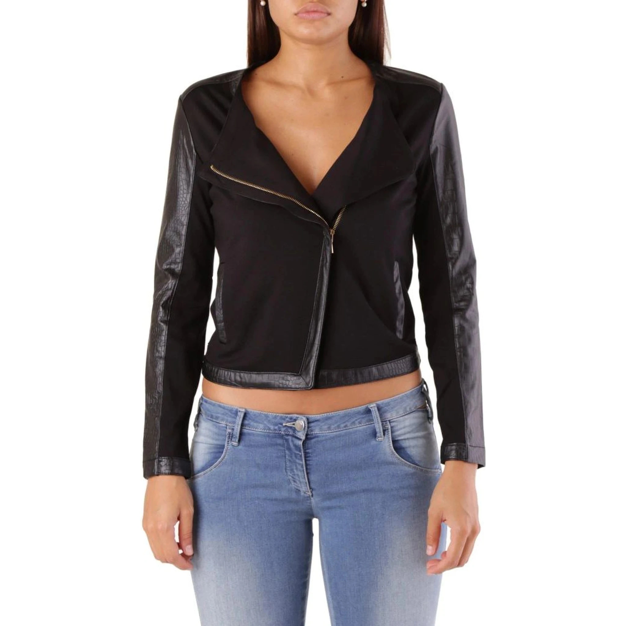 Black Viscose Biker Jacket
