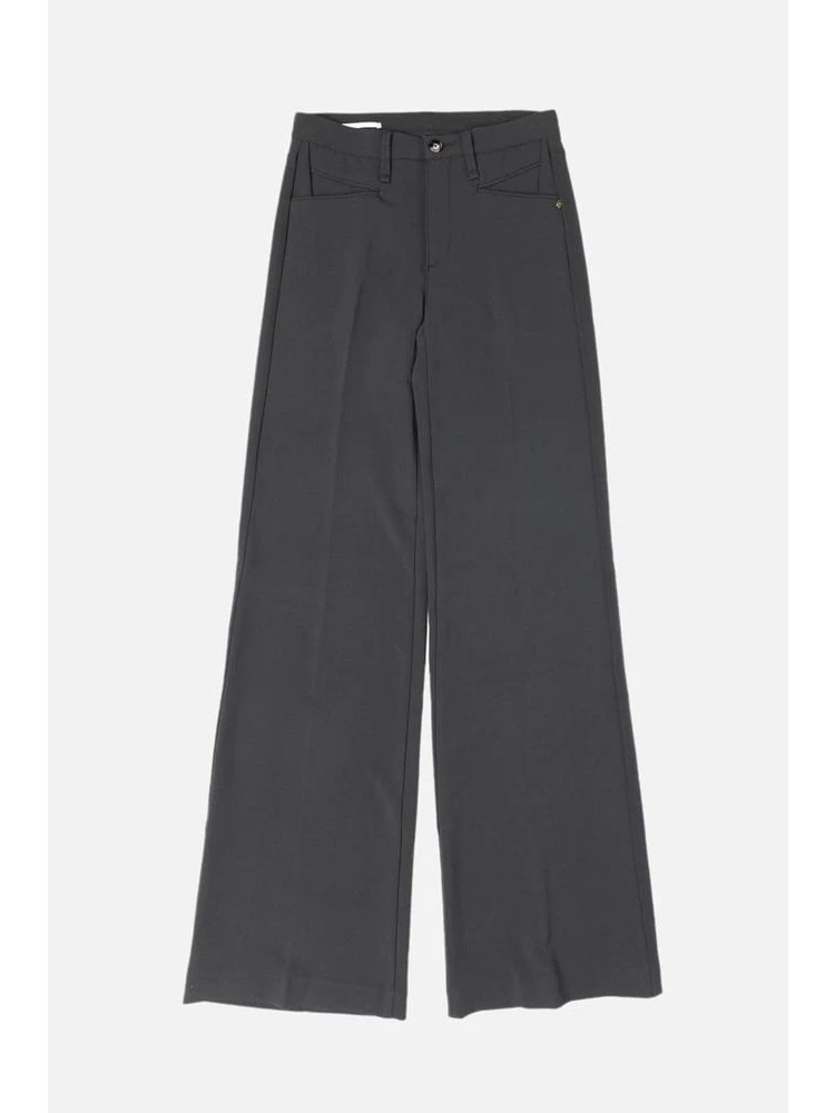 Gray Polyester Casual Pants