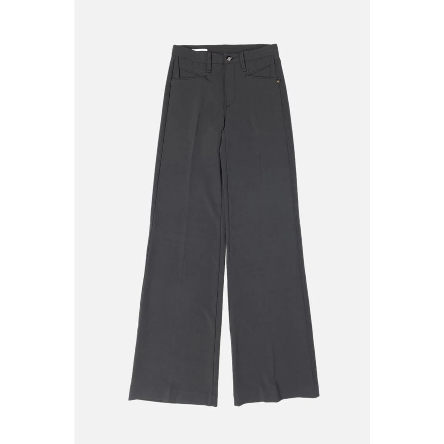 Gray Polyester Casual Pants