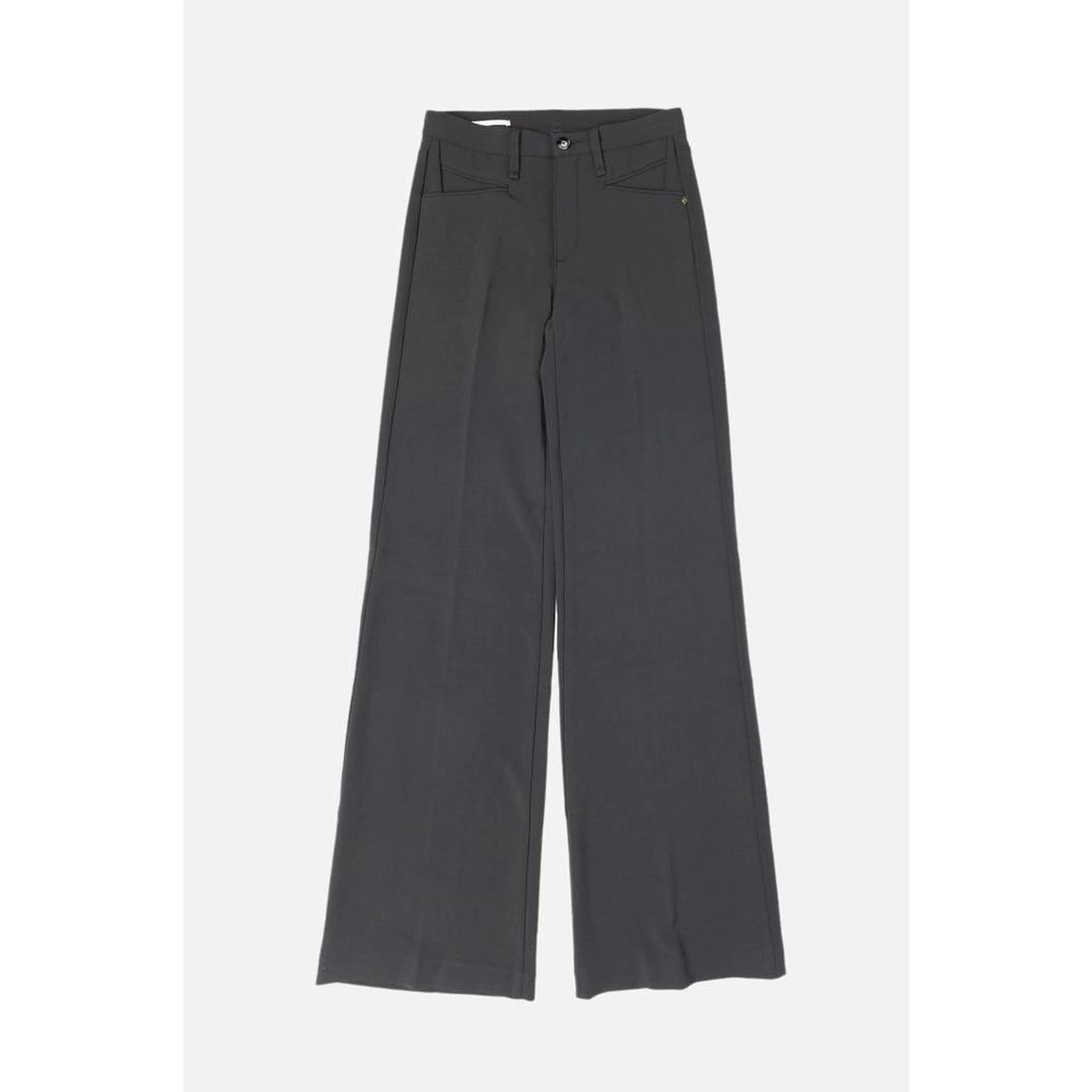 Gray Polyester Casual Pants