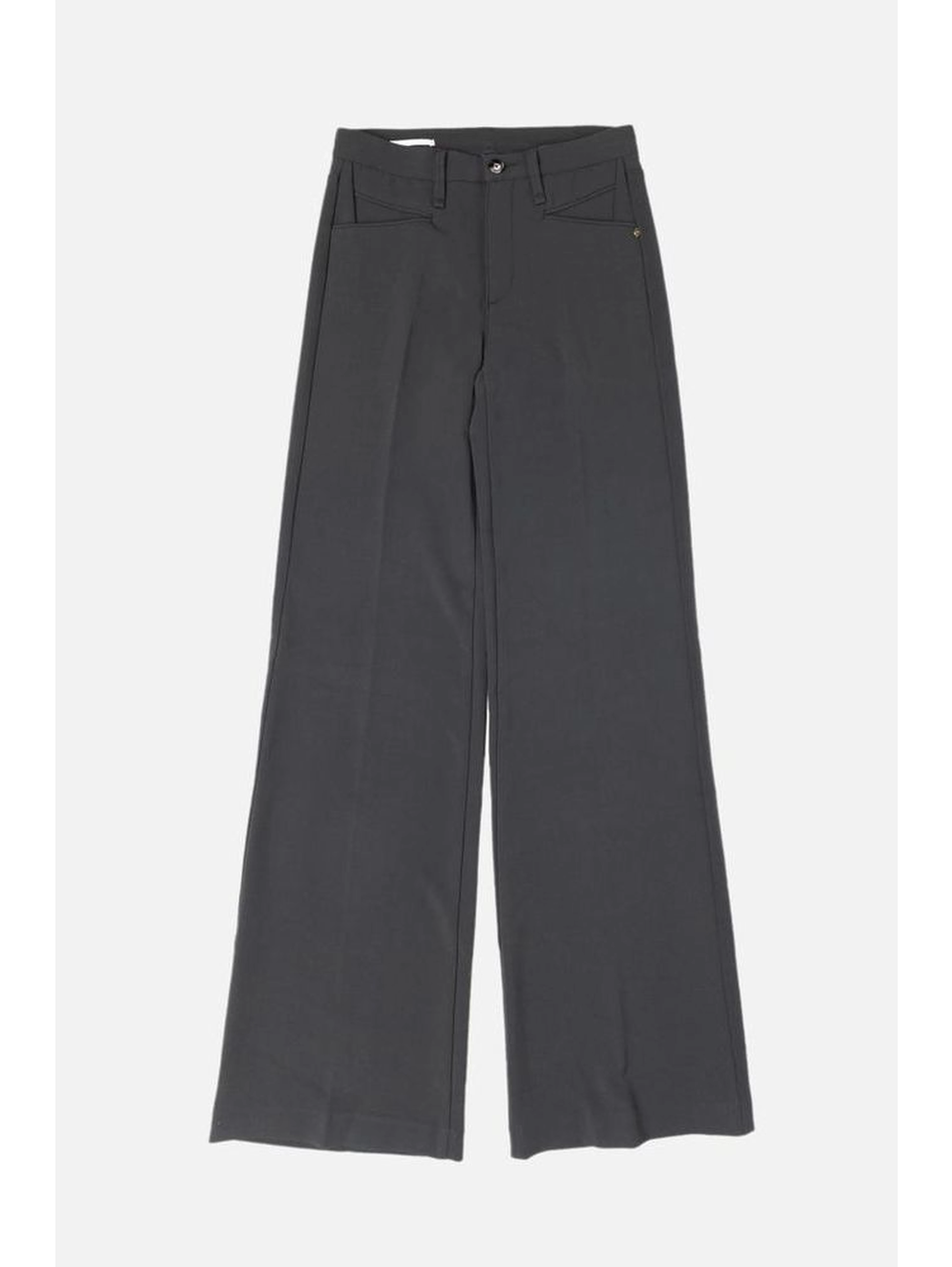 Gray Polyester Casual Pants