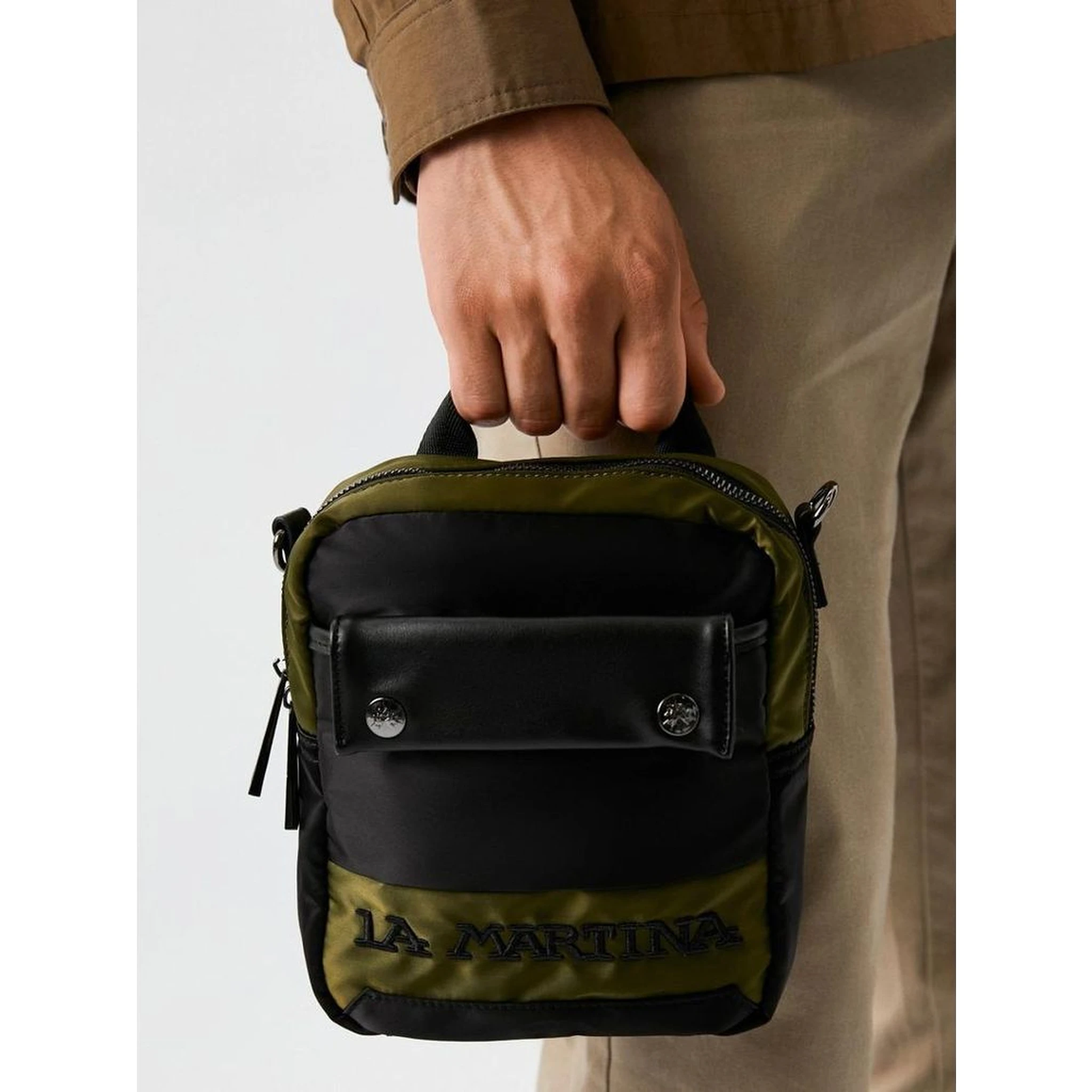 Bicolor Nylon Crossbody Bag