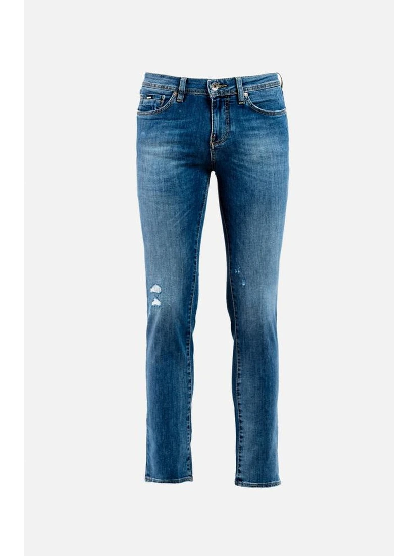 Blue Cotton Straight-Leg Jeans