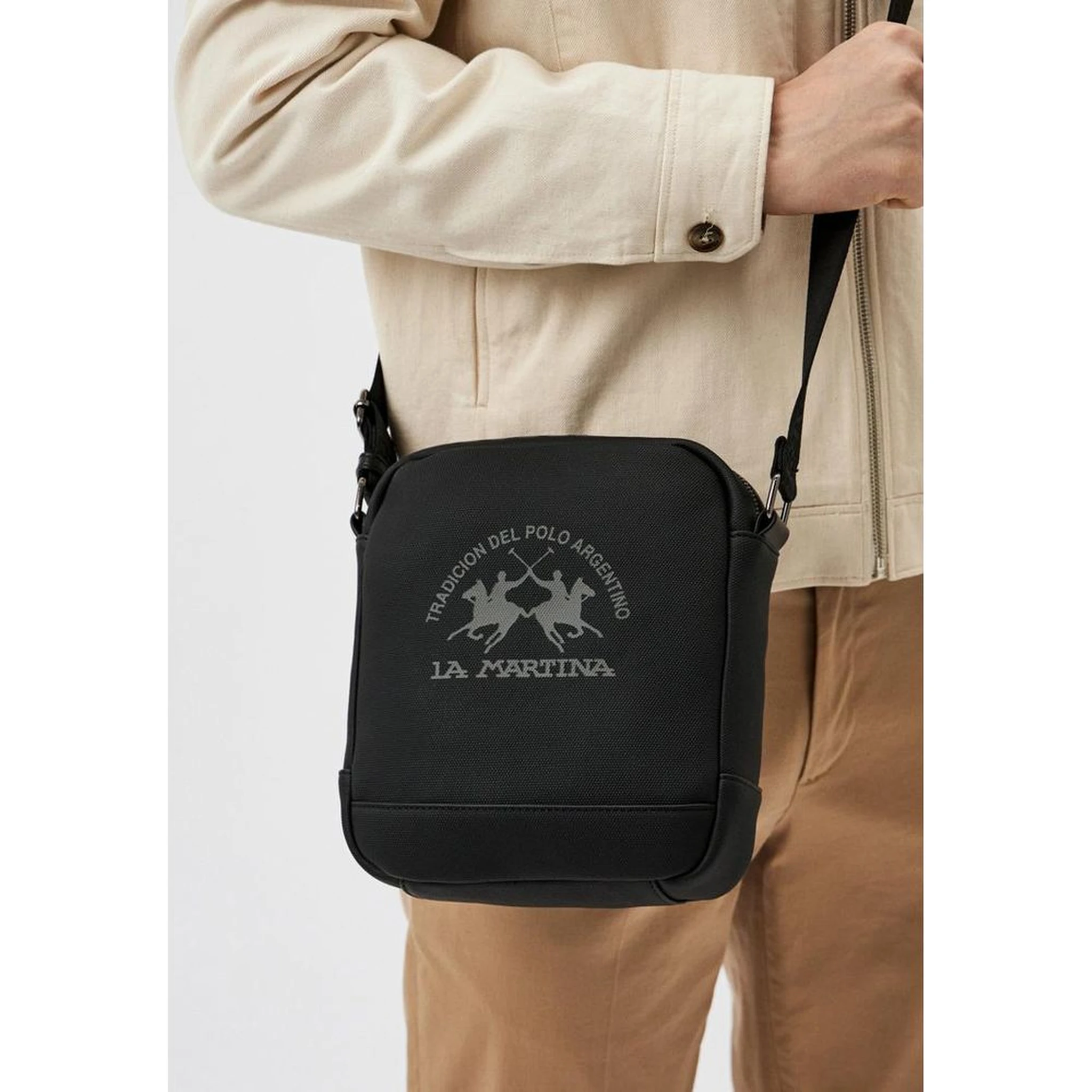 Black Polyethylene Crossbody Bag