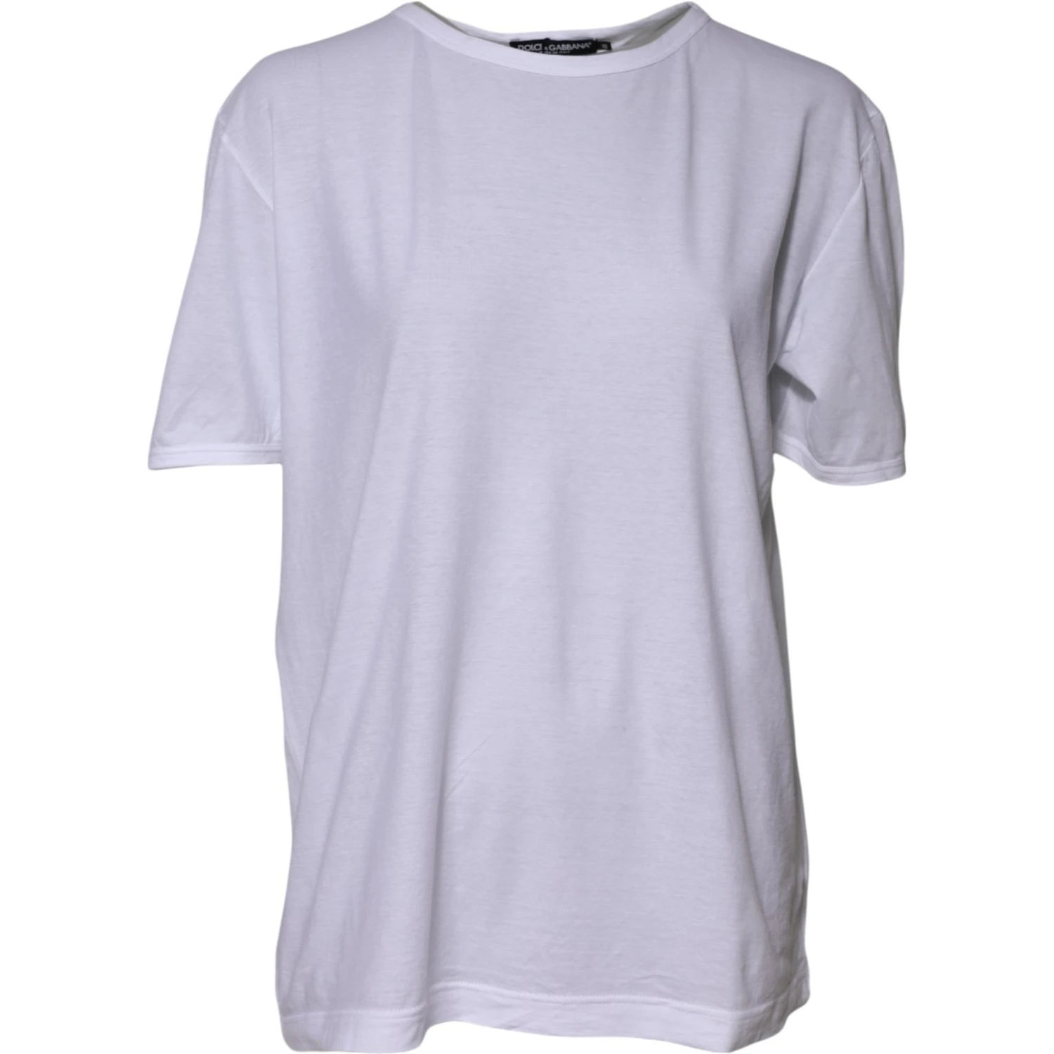 White Cotton Crew Neck Short Sleeves T-shirt
