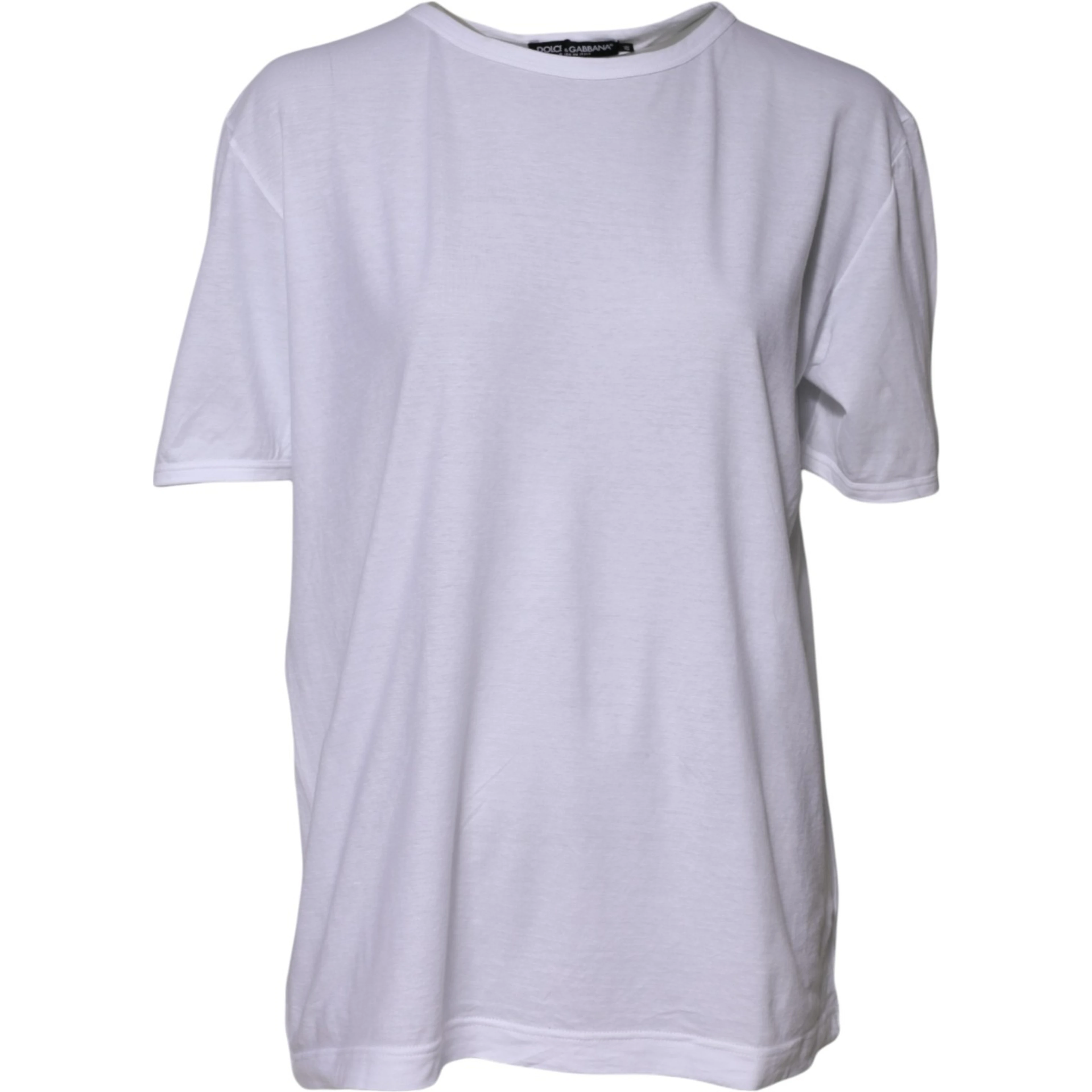 White Cotton Crew Neck Short Sleeves T-shirt