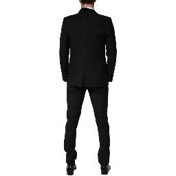 Black Wool Single Breasted 3 Piece Men Suit