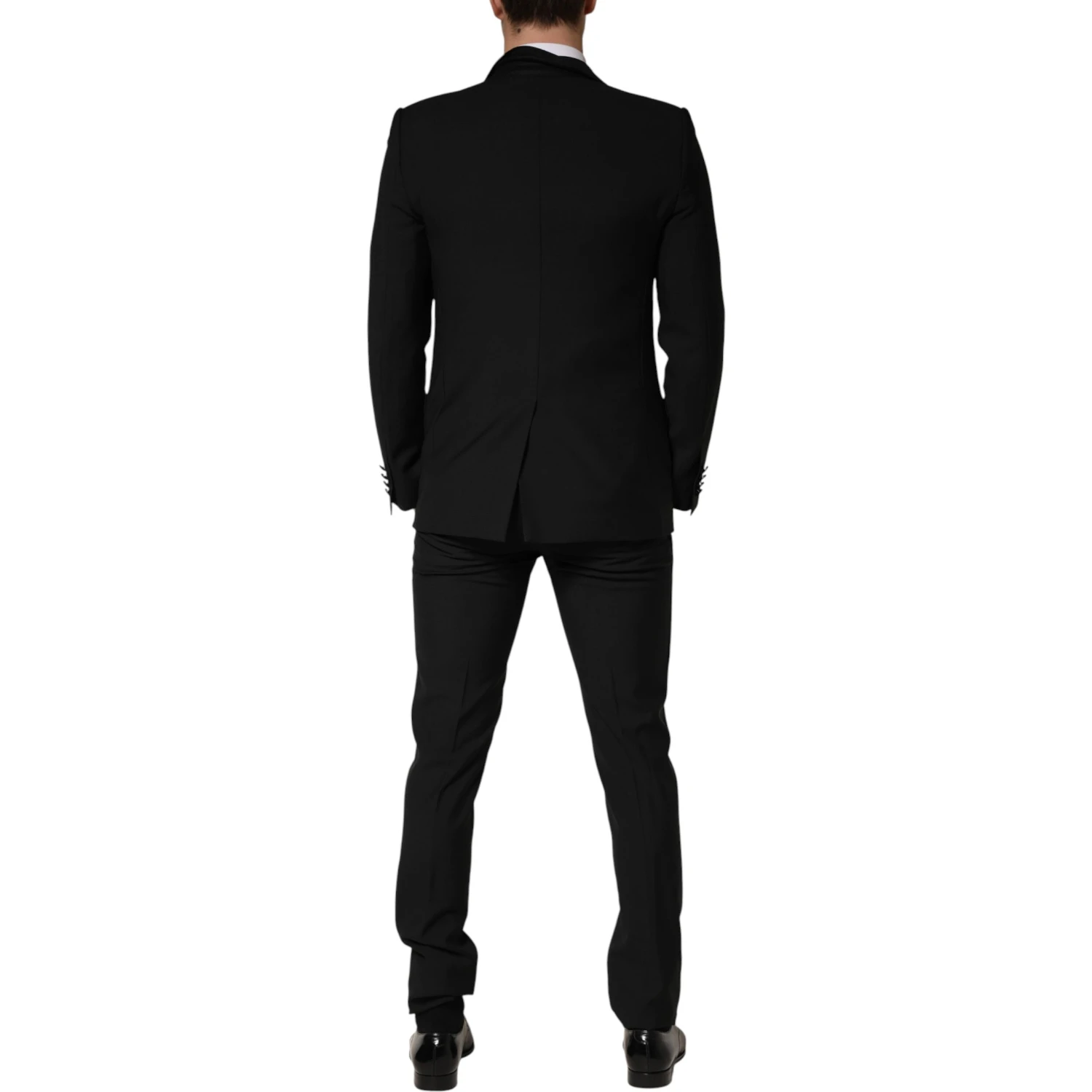 Black Wool Single Breasted 3 Piece Men Suit