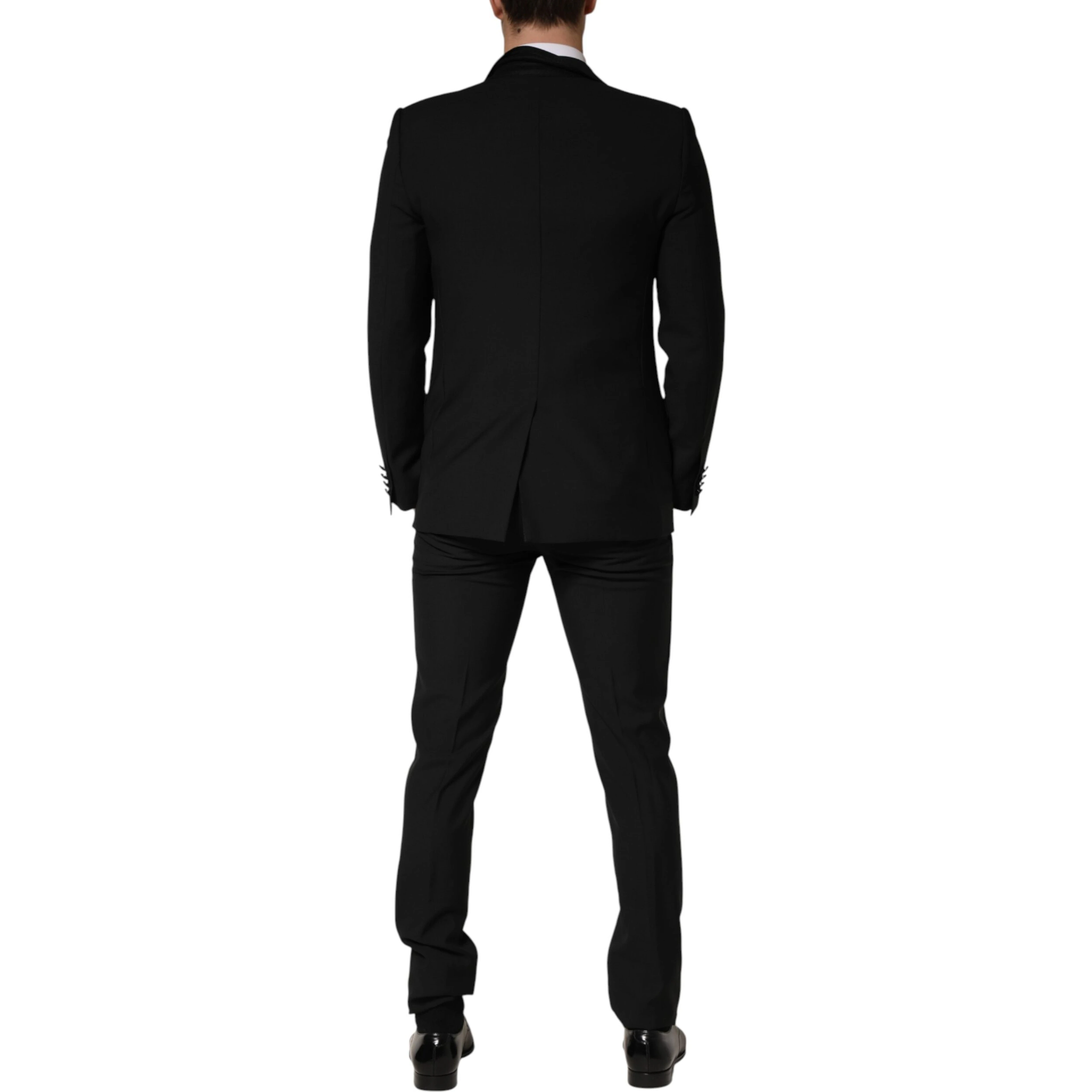 Black Wool Single Breasted 3 Piece Men Suit