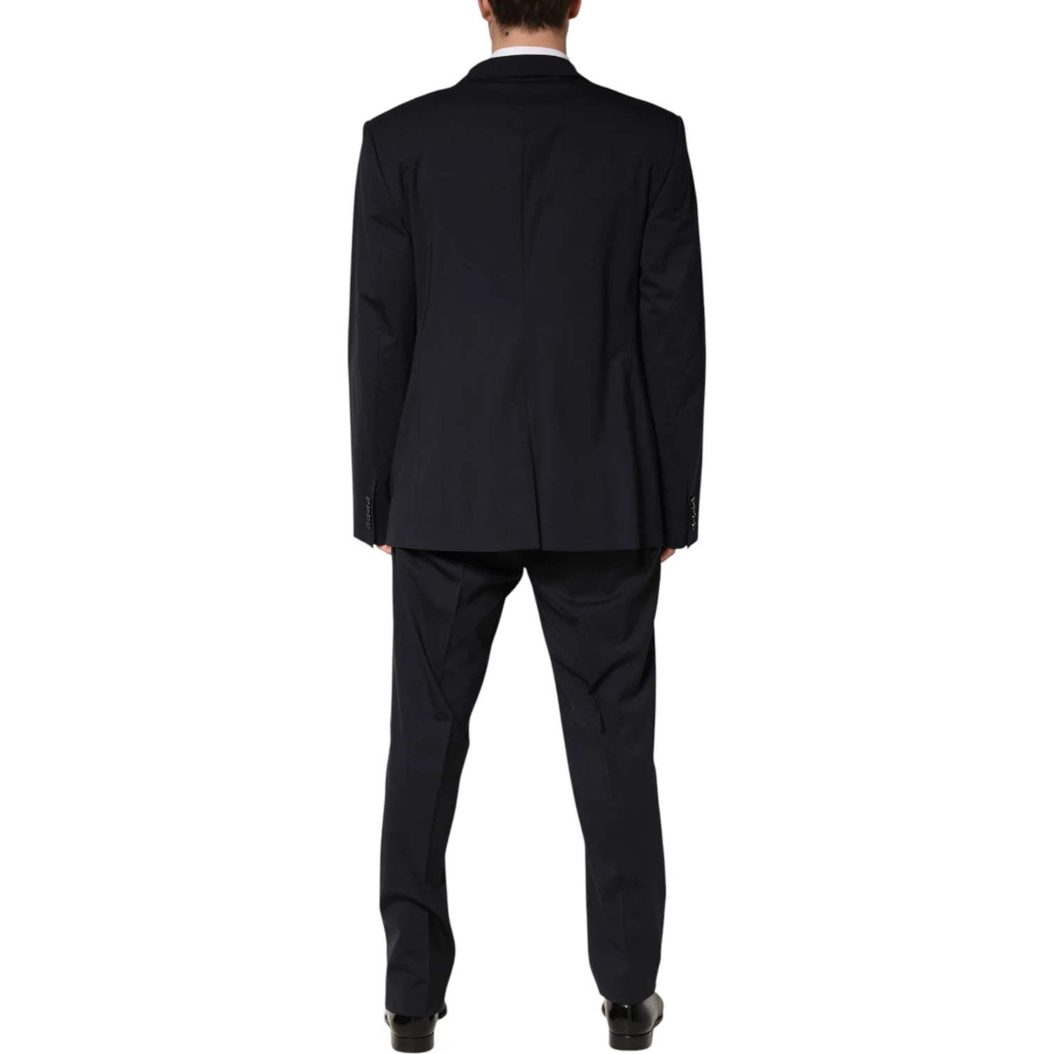 Blue Wool Double Breasted 2 Piece Men Suit