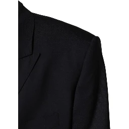 Blue Wool Double Breasted 2 Piece Men Suit